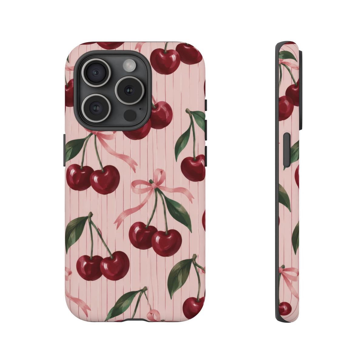 Cherry Ribbon iPhone Tough Case | cherry print