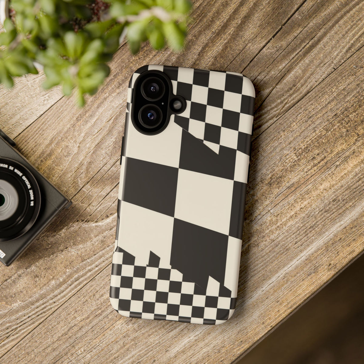 Check Shift iPhone Tough Case | Black & White Checkerboard