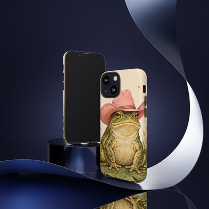 Cowboy Frog iPhone Tough Case | Pink Hat Bullfrog