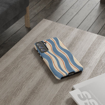Blue Wavy Stripe Samsung Galaxy Tough Case | Riviera Ribbons