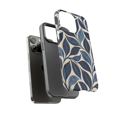 Indigo Folia iPhone Tough Case | Indigo & Ivory Leaf Pattern
