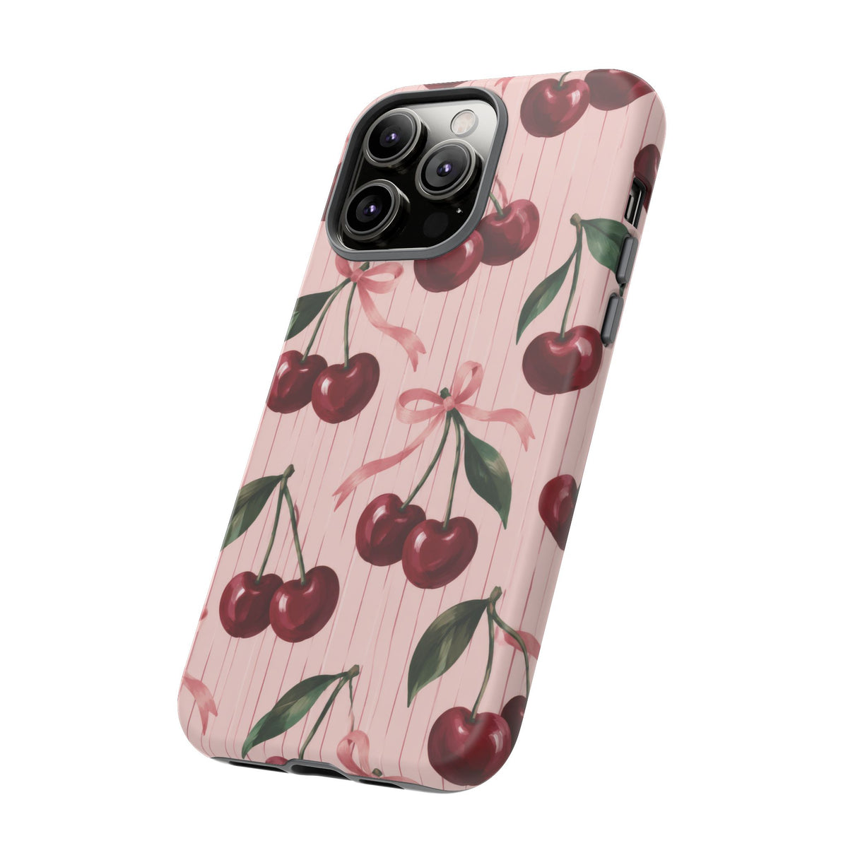 Cherry Ribbon iPhone Tough Case | cherry print