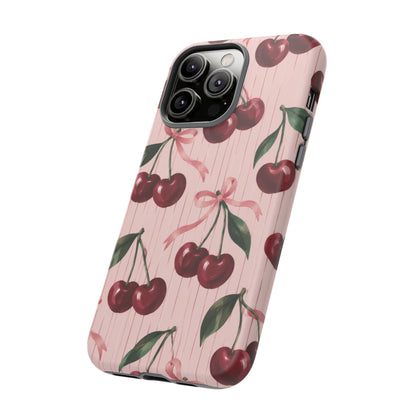 Cherry Ribbon iPhone Tough Case | cherry print