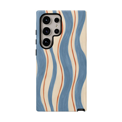 Blue Wavy Stripe Samsung Galaxy Tough Case | Riviera Ribbons