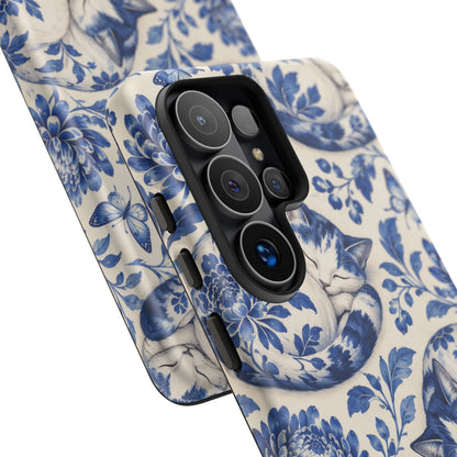 Porcelain Paws Samsung Galaxy Tough Case | blue cat pattern
