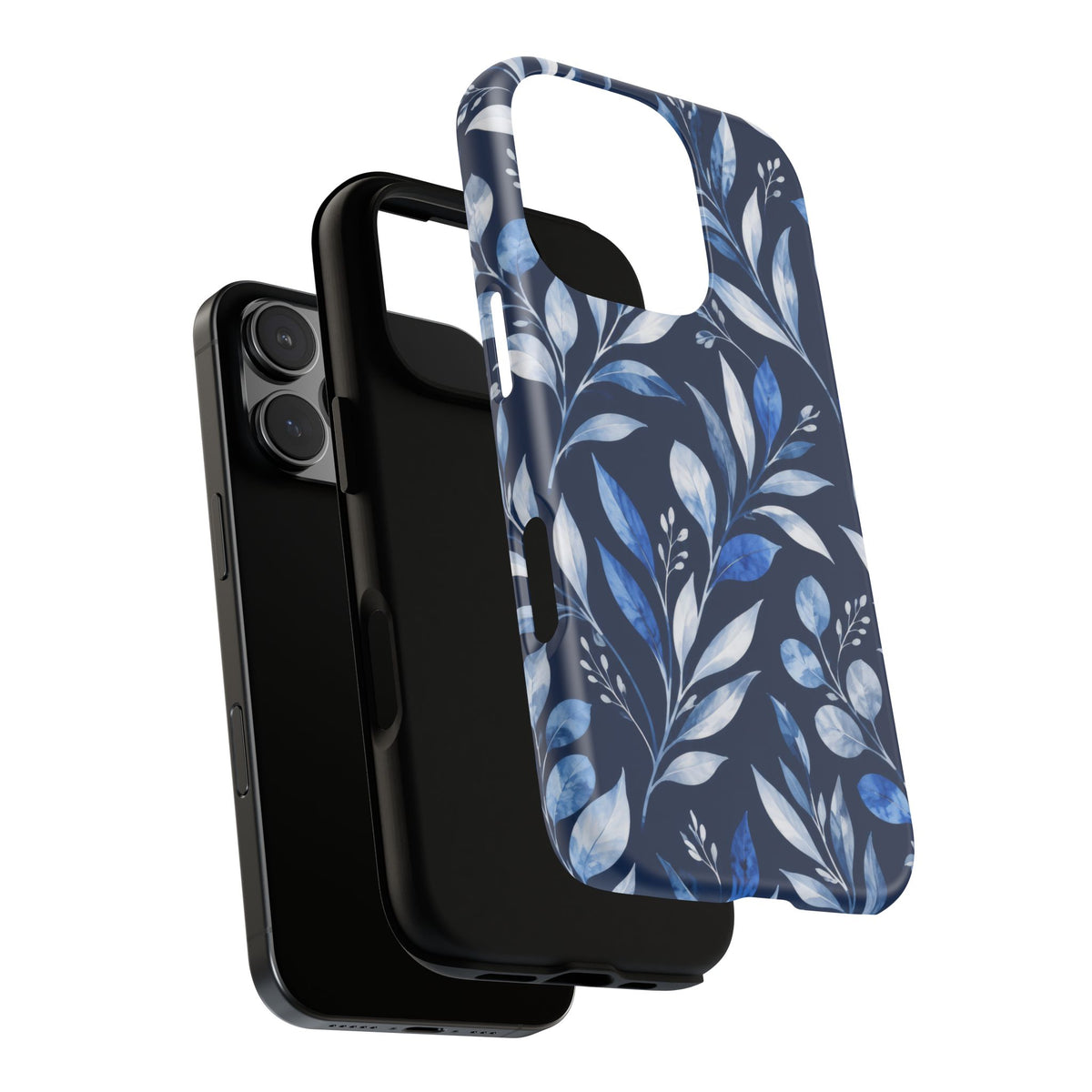 Blue Hour Botanical iPhone Tough Case | Blue Botanical Leaf Pattern