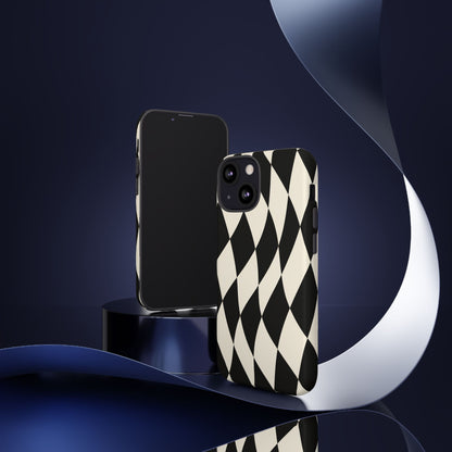 Harlequin Sway iPhone Tough Case | Black & White Harlequin