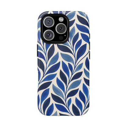 Cobalt Current iPhone Tough Case | Cobalt Blue Leaf Pattern