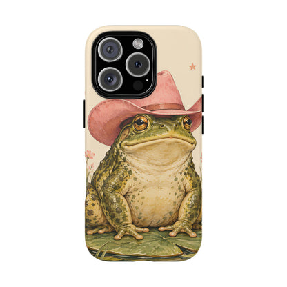 Cowboy Frog iPhone Tough Case | Pink Hat Bullfrog