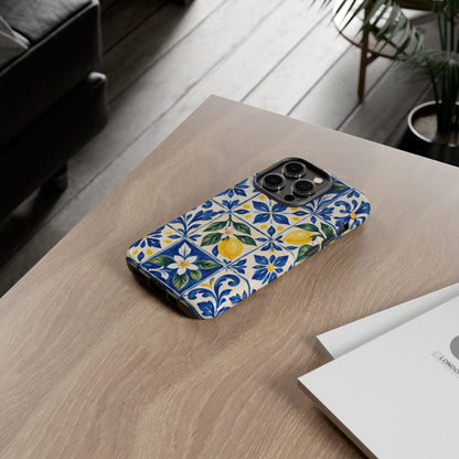 Blue Lemon Tile iPhone Tough Case | Azulejo Orchard