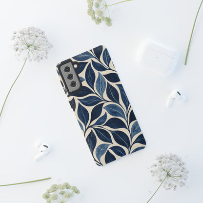 Indigo Folia Samsung Galaxy Tough Case | Indigo & Ivory Leaf Pattern
