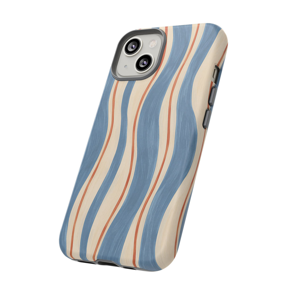 Blue Wavy Stripe iPhone Tough Case | Riviera Ribbons