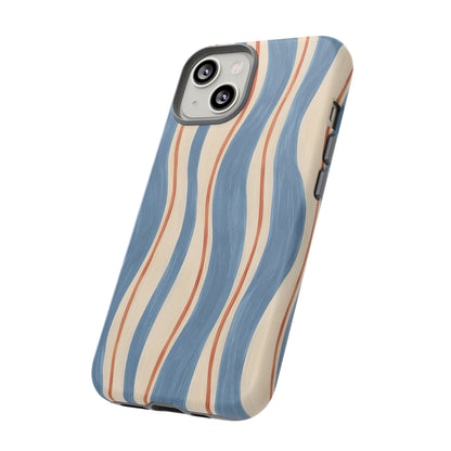 Blue Wavy Stripe iPhone Tough Case | Riviera Ribbons