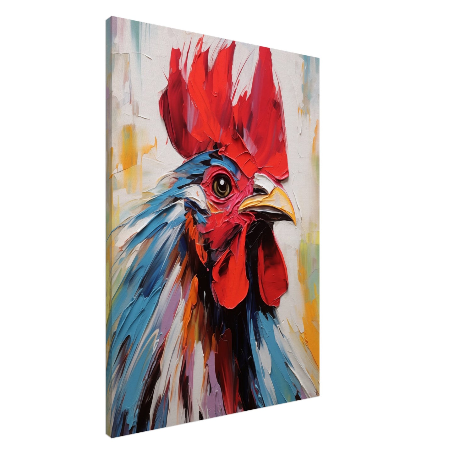 Canvas Wall Art - Rooster Oil Painting - Vibrant Vigilance