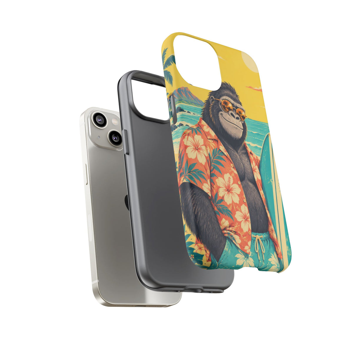 Banana Break iPhone Tough Case | Retro Surf Gorilla Art