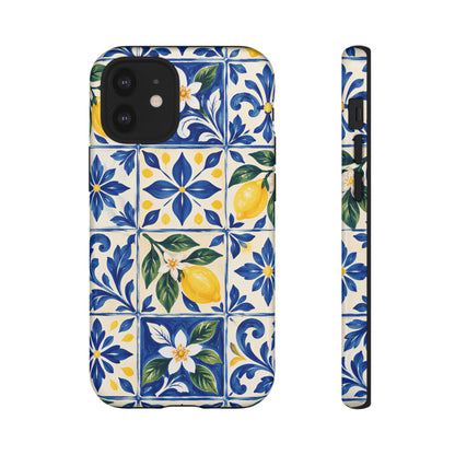 Blue Lemon Tile iPhone Tough Case | Azulejo Orchard