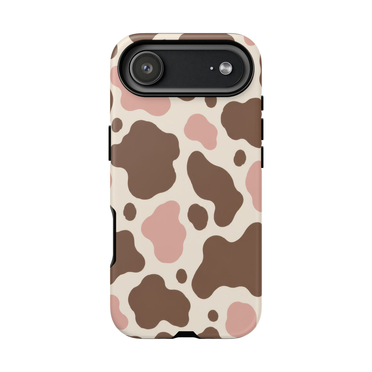 Mocha Blush iPhone Tough Case | Brown & Pink Cow Print