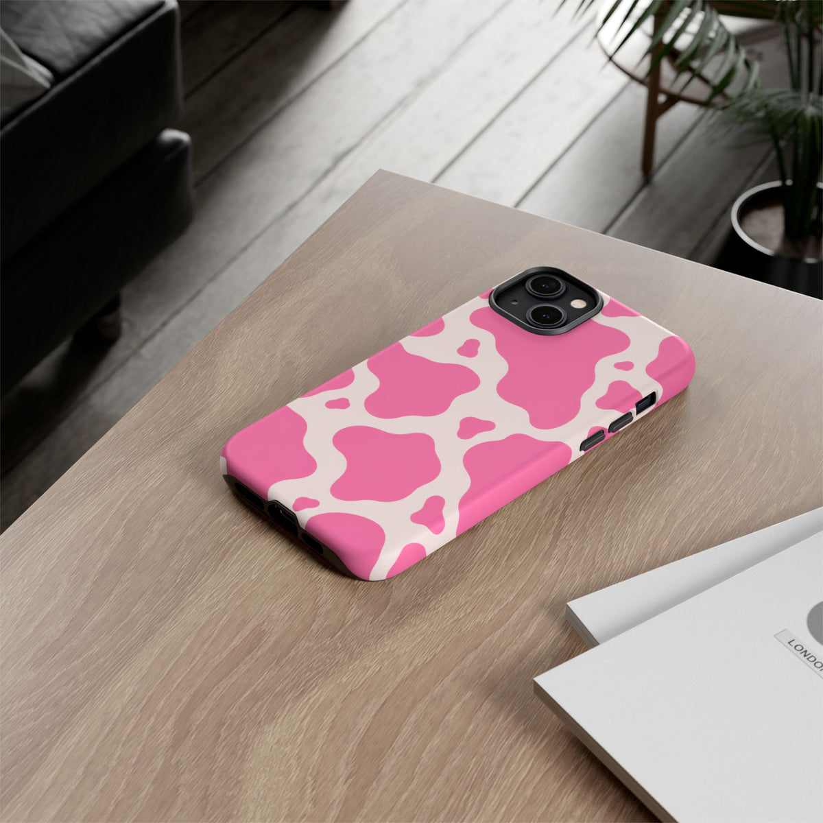 Strawberry Milk iPhone Tough Case | Pink Cow Print