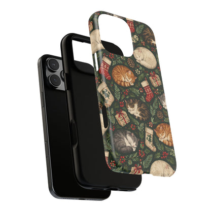 Christmas Cat Naps iPhone Tough Case | christmas cats