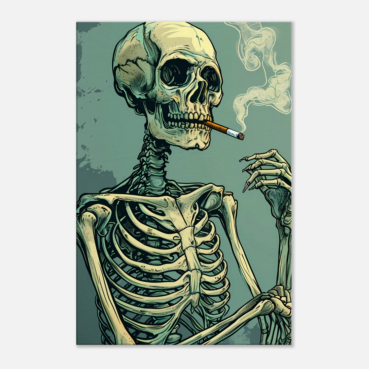 Canvas Wall Art - Smoking Skeleton
