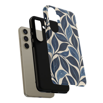 Indigo Folia Samsung Galaxy Tough Case | Indigo & Ivory Leaf Pattern