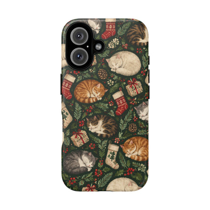 Christmas Cat Naps iPhone Tough Case | christmas cats