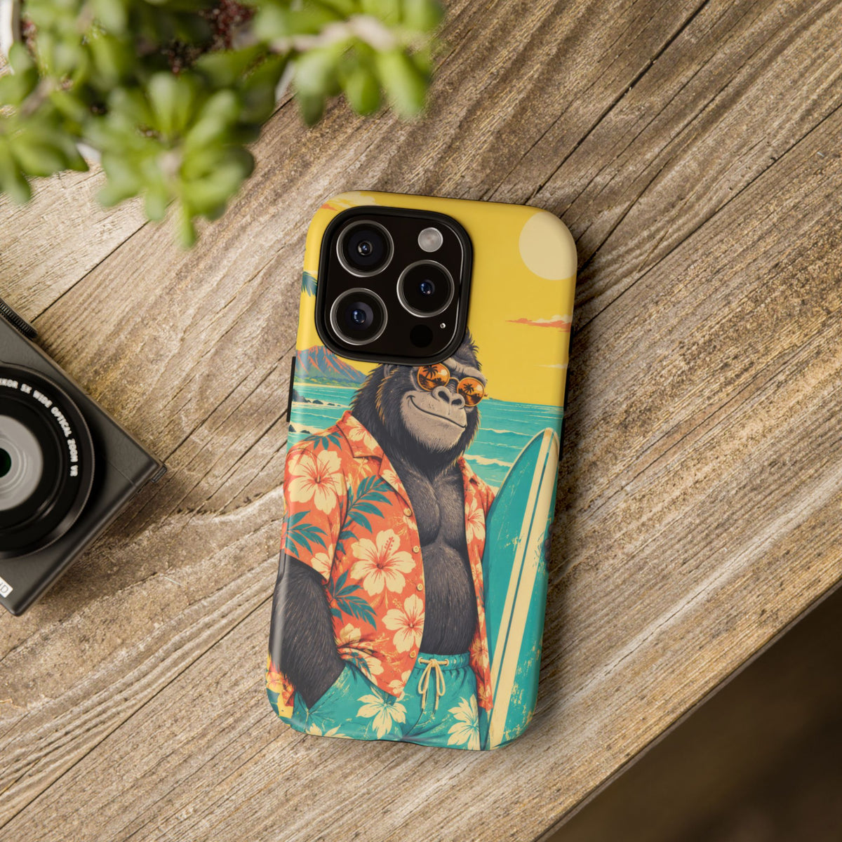 Banana Break iPhone Tough Case | Retro Surf Gorilla Art