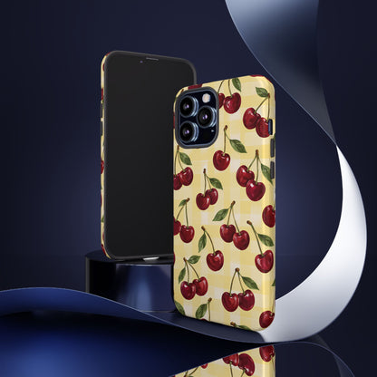 Cherry Gingham iPhone Tough Case | Cherry Picnic
