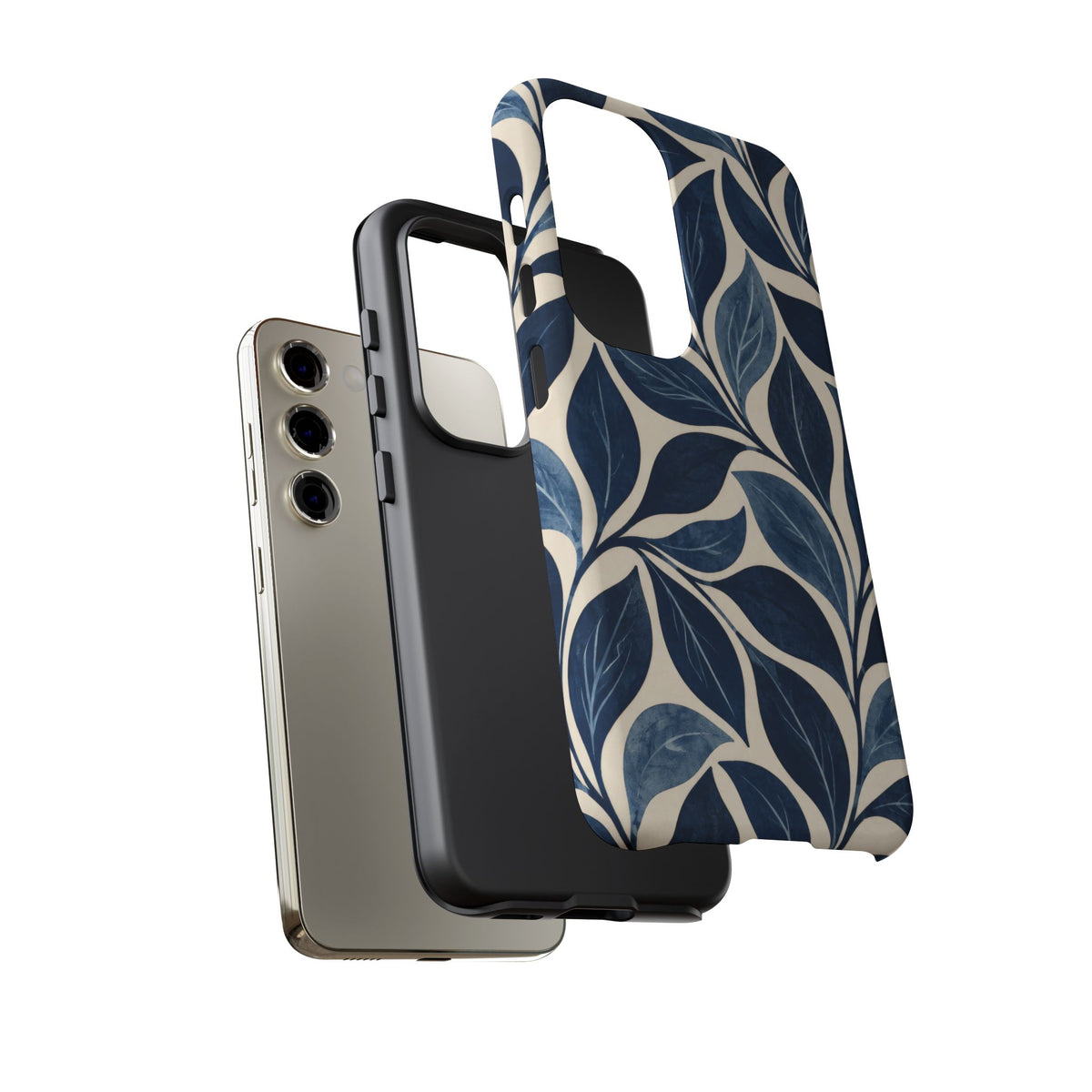 Indigo Folia Samsung Galaxy Tough Case | Indigo & Ivory Leaf Pattern