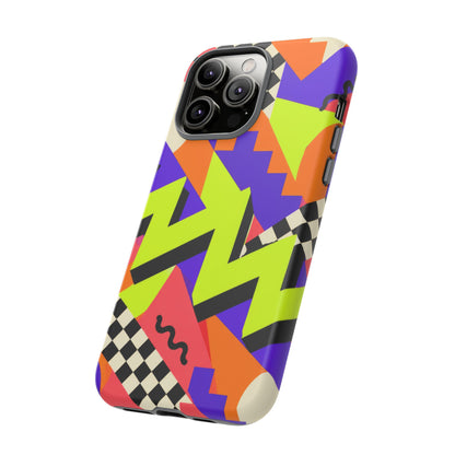 Acid Arcade iPhone Tough Case | Bright Retro Geometry