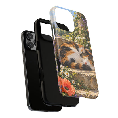 Garden Nap iPhone Tough Case | calico cat