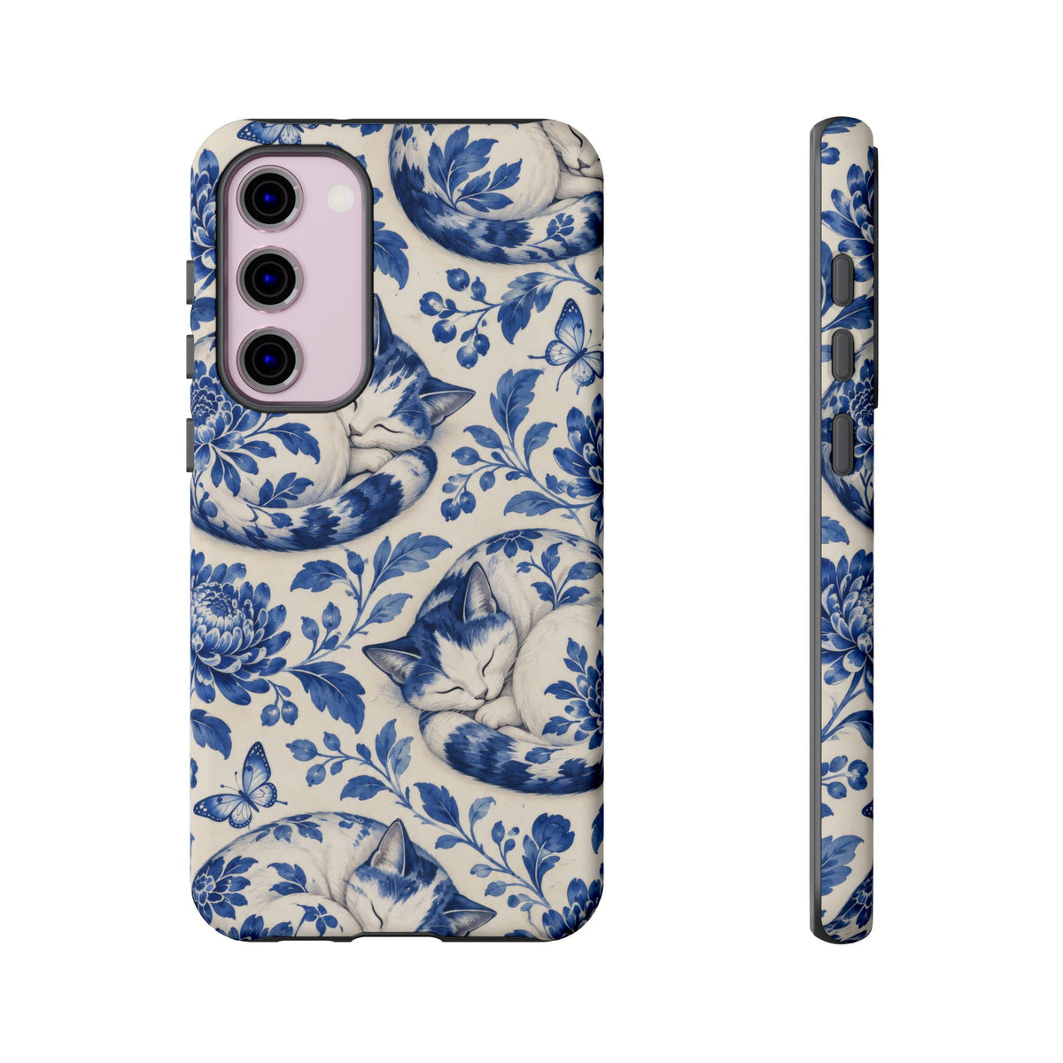 Porcelain Paws Samsung Galaxy Tough Case | blue cat pattern