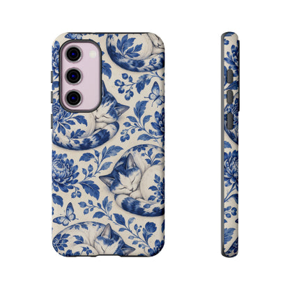 Porcelain Paws Samsung Galaxy Tough Case | blue cat pattern