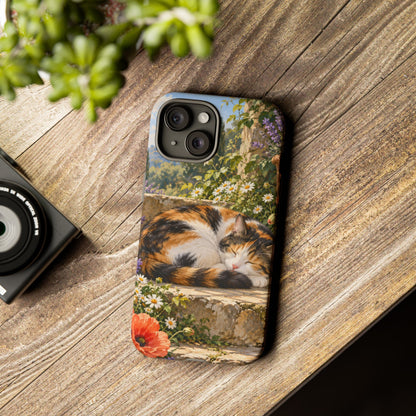 Garden Nap iPhone Tough Case | calico cat