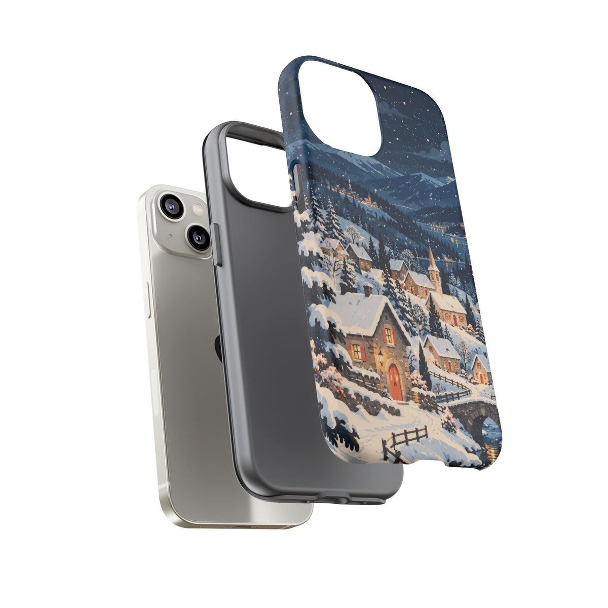 Snowfall on Juniper Lane iPhone Tough Case | christmas village