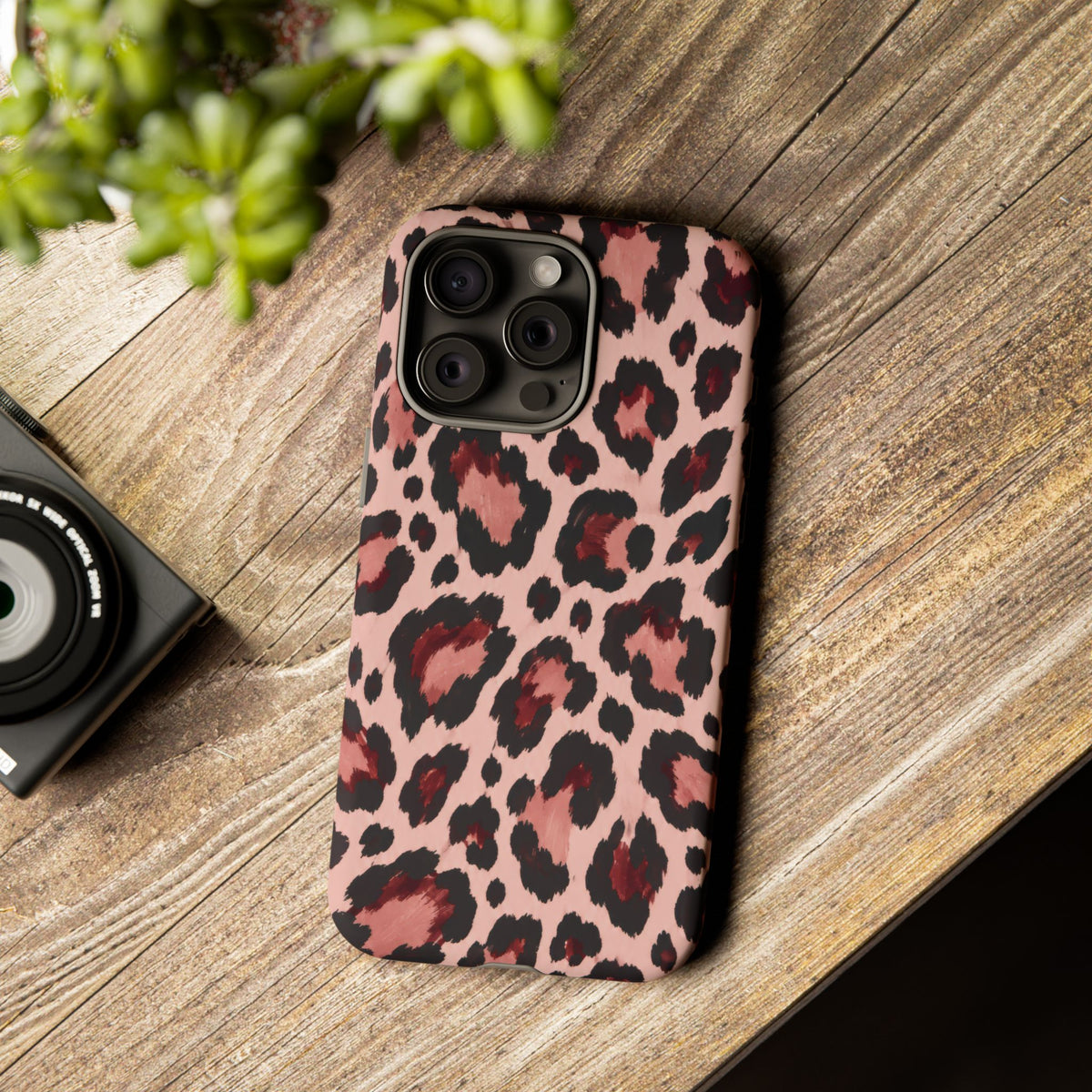 Wild Burgundy iPhone Tough Case | leopard print