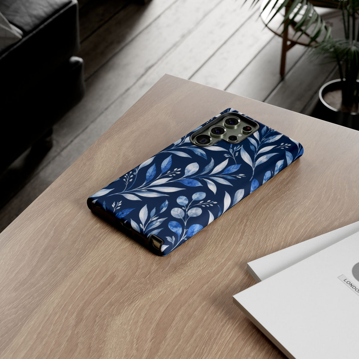 Blue Hour Botanical Samsung Galaxy Tough Case | Blue Botanical Leaf Pattern