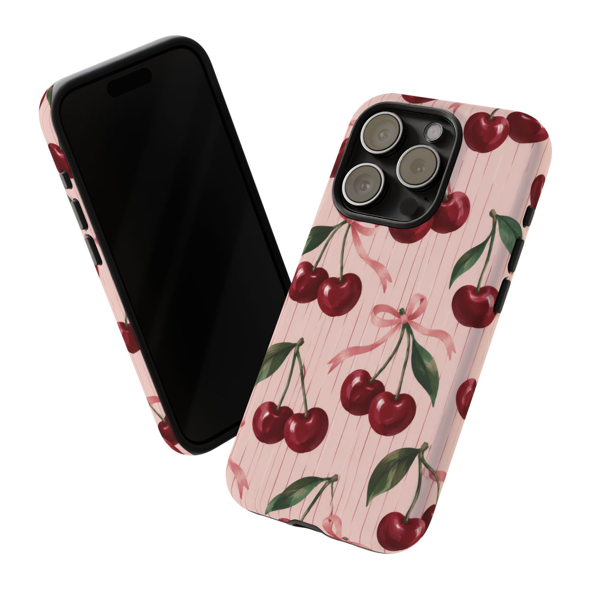 Cherry Ribbon iPhone Tough Case | cherry print