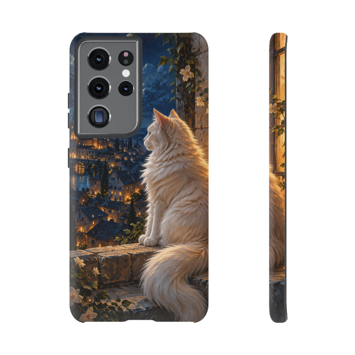 Moonlit Window Samsung Galaxy Tough Case | white cat