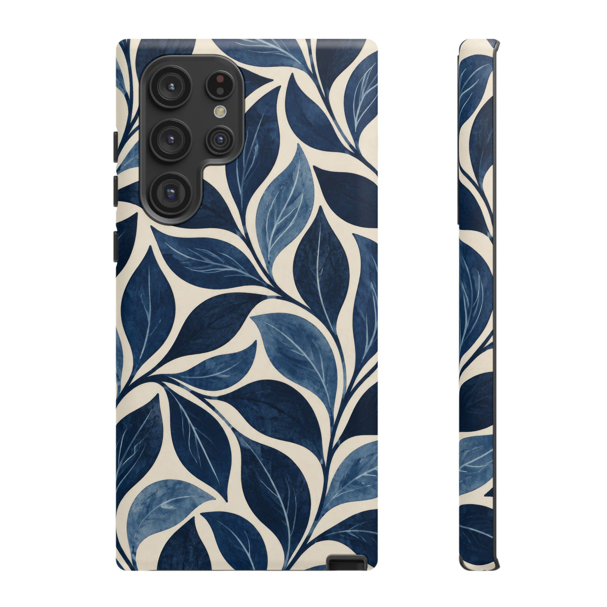 Indigo Folia Samsung Galaxy Tough Case | Indigo & Ivory Leaf Pattern