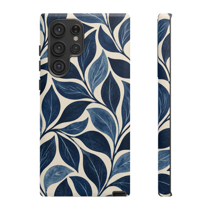 Indigo Folia Samsung Galaxy Tough Case | Indigo & Ivory Leaf Pattern