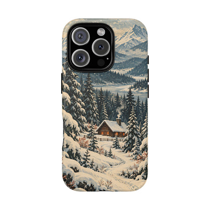 Vintage Winter Cabin Tough Phone Case