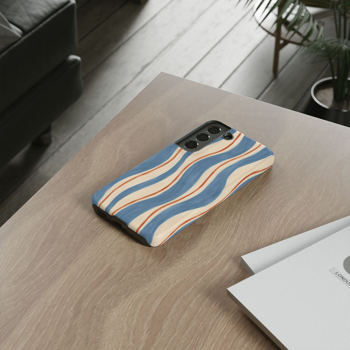 Blue Wavy Stripe Samsung Galaxy Tough Case | Riviera Ribbons