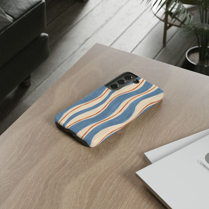 Blue Wavy Stripe Samsung Galaxy Tough Case | Riviera Ribbons