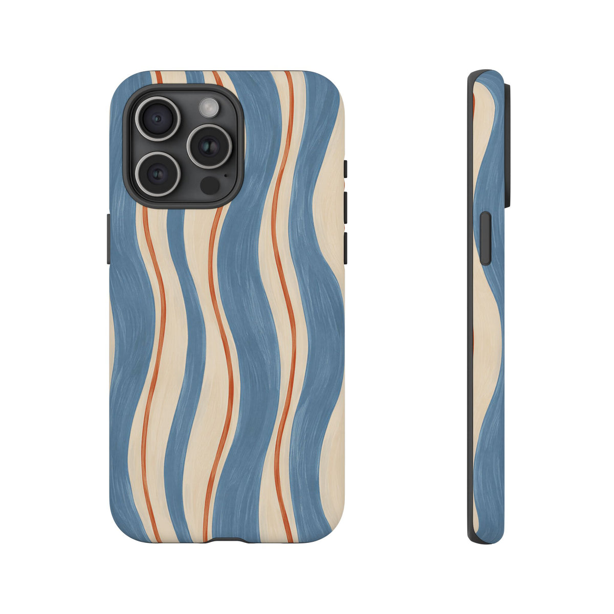 Blue Wavy Stripe iPhone Tough Case | Riviera Ribbons