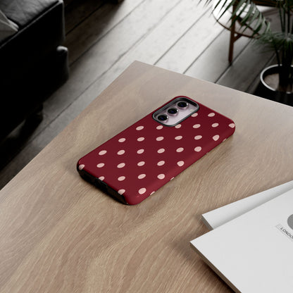 Burgundy Polka Dot Samsung Galaxy Tough Case | Mulberry Confetti