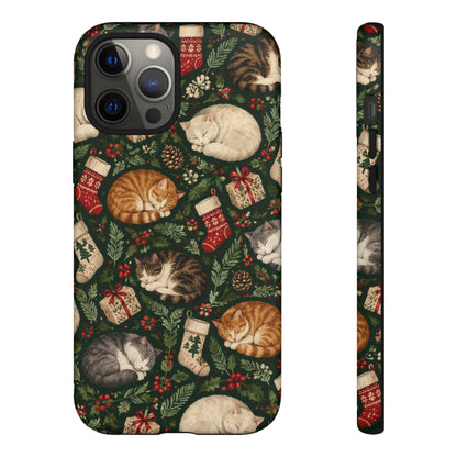 Christmas Cat Naps iPhone Tough Case | christmas cats