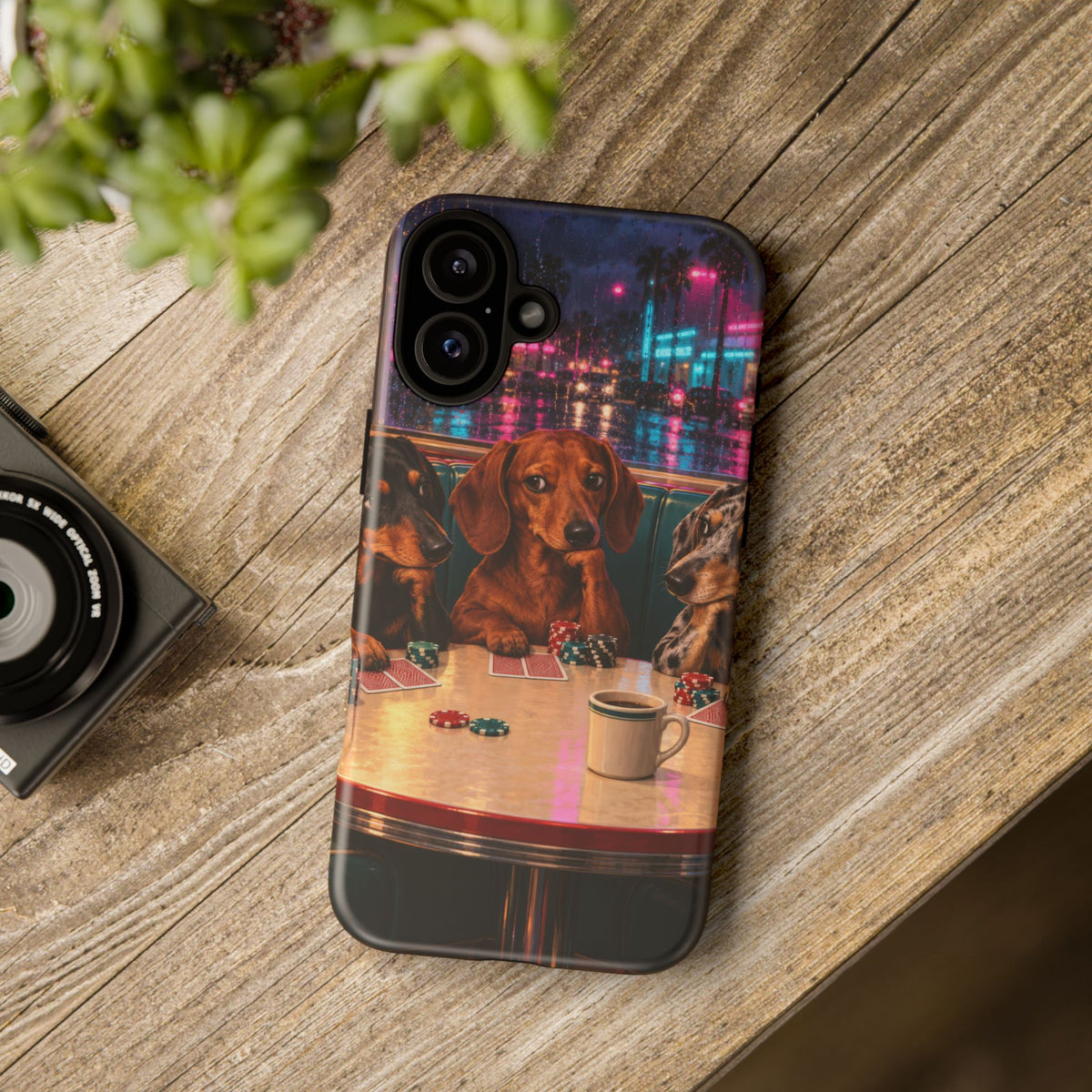 All-Night Aces iPhone Tough Case | dachshund poker