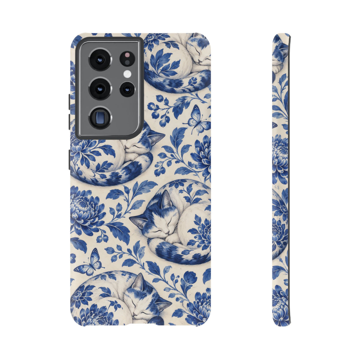 Porcelain Paws Samsung Galaxy Tough Case | blue cat pattern