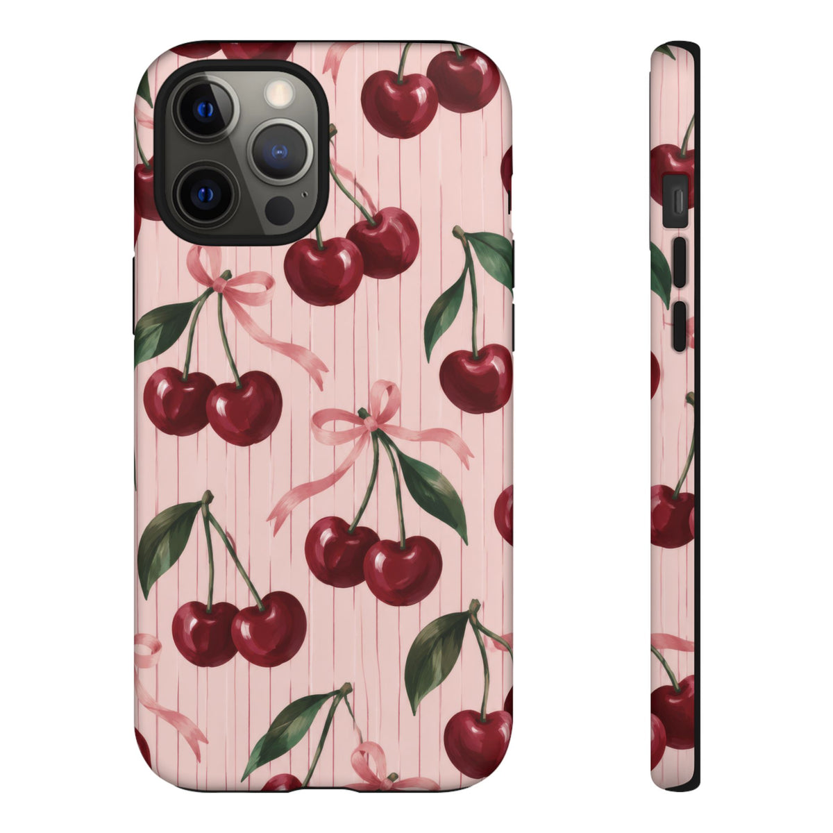 Cherry Ribbon iPhone Tough Case | cherry print